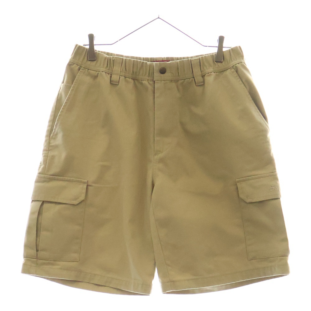22SS Cargo Work Short ロゴ刺繍 ジップアップ ワーク カーゴショーツ ハーフパンツ カーキ Bランク