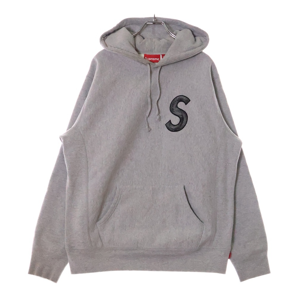 18AW S Logo Hooded Sweatshirt Sロゴ刺繍 スウェット プルオーバー パーカー グレー Bランク