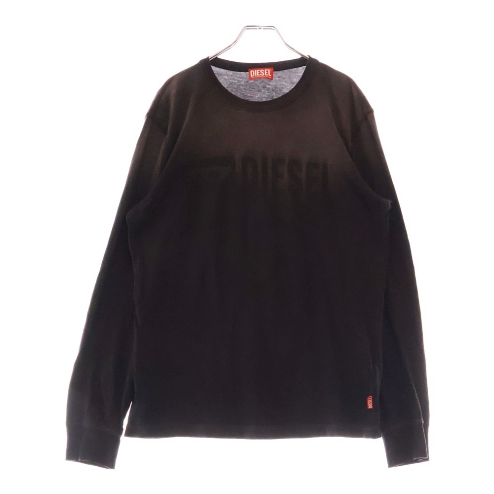 ロゴプリント クルーネック長袖Tシャツ ロングスリーブカットソー ブラック A14021 0AJDD Bランク