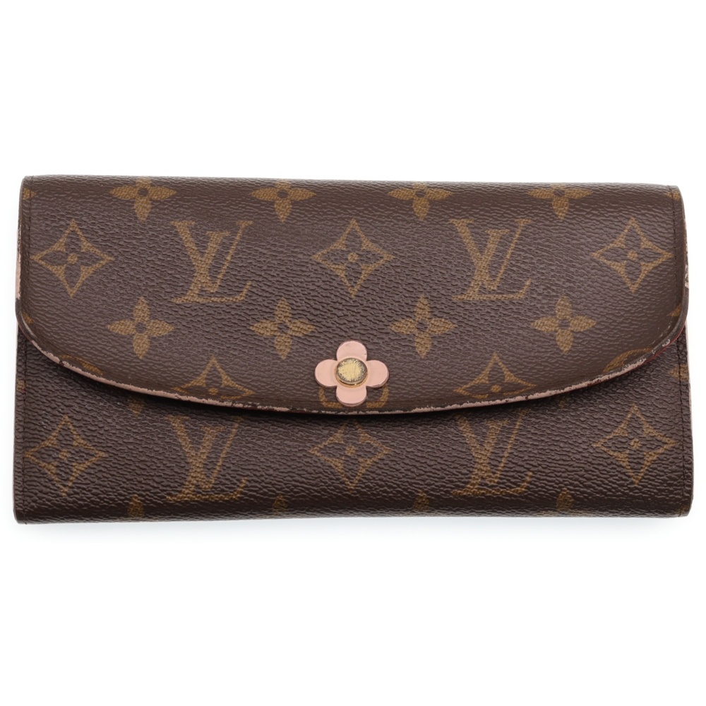 モノグラム ポルトフォイユエミリーホットピンク ロングウォレット 長財布 ブラウン イニシャル入り M64202 CA2168 Bランク