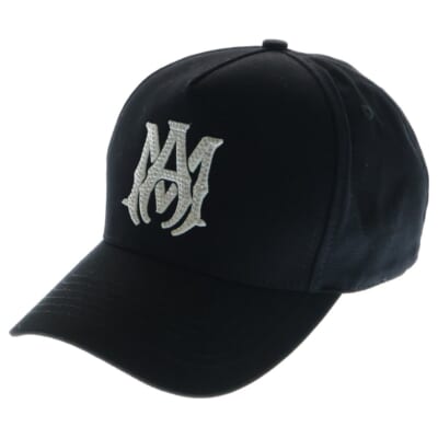 25SS MA CRYSTAL HAT MAロゴ ラインストーン装飾 5パネル キャップ 帽子 ブラック SRAMHACP1041 Aランク