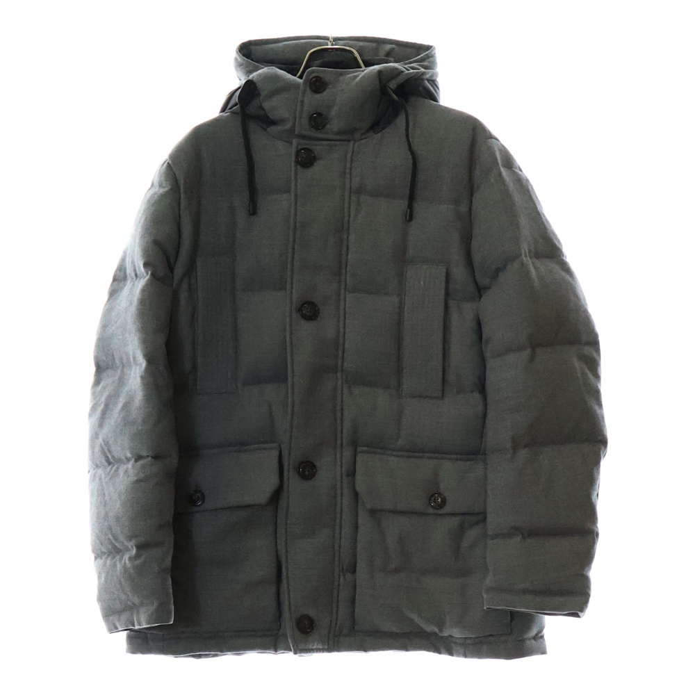 WOOL FLANNEL DOWN PARKA ウール フランネル フーデット ダウンジャケット グレー M144410042 Bランク