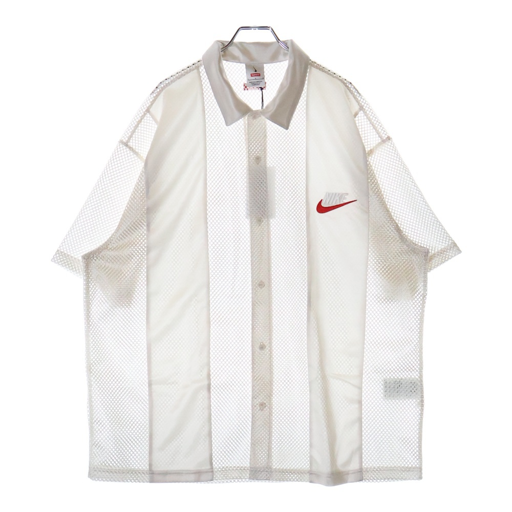 24SS ×NIKE MESH SHIRT ナイキ メッシュ オープンカラー 半袖シャツ ホワイト FQ0346-030 Sランク
