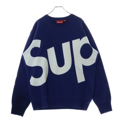 13AW Sup Crewneck ビッグロゴプリント クルーネックスウェットトレーナー ブルー Bランク