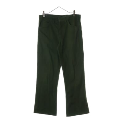 70s VINTAGE STA PREST ステイプレスト ボタン裏刻印6 ビッグE ジップフライ フレア パンツ グリーン Bランク