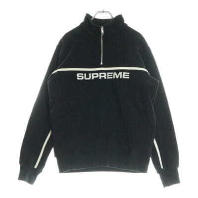 17AW 2-tone Half Zip Sweatshirt フロントロゴ ツートーン ハーフ ジップ スウェットトレーナー ブラック Bランク