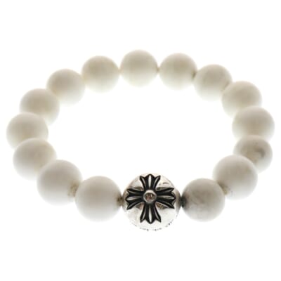 12mm BEAD ビーズ ブレスレット シルバー/ホワイト Bランク