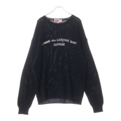 18AW ×COMME des GARCONS SHIRT コムデギャルソンシャツ ロゴプリント ローゲージ ニット セーター ブラック Bランク
