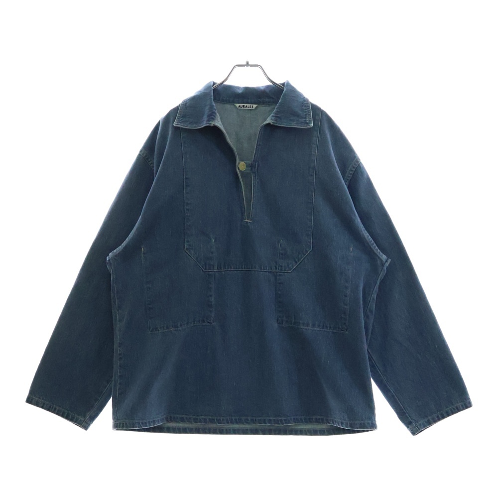24SS SELVEDGE FADED LIGHT DENIM P/O SHIRT セルヴィッチ フェード加工 デニムプルオーバーシャツ スキッパーシャツ インディゴ A24SS02DE Aランク