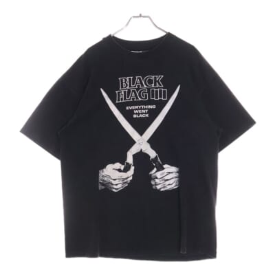 90-00S VINTAGE BLACK FLAG EVERYTHING WENT BLACK ヴィンテージ ブラックフラッグ フロントプリント 半袖Tシャツ カットソー ブラック Bランク