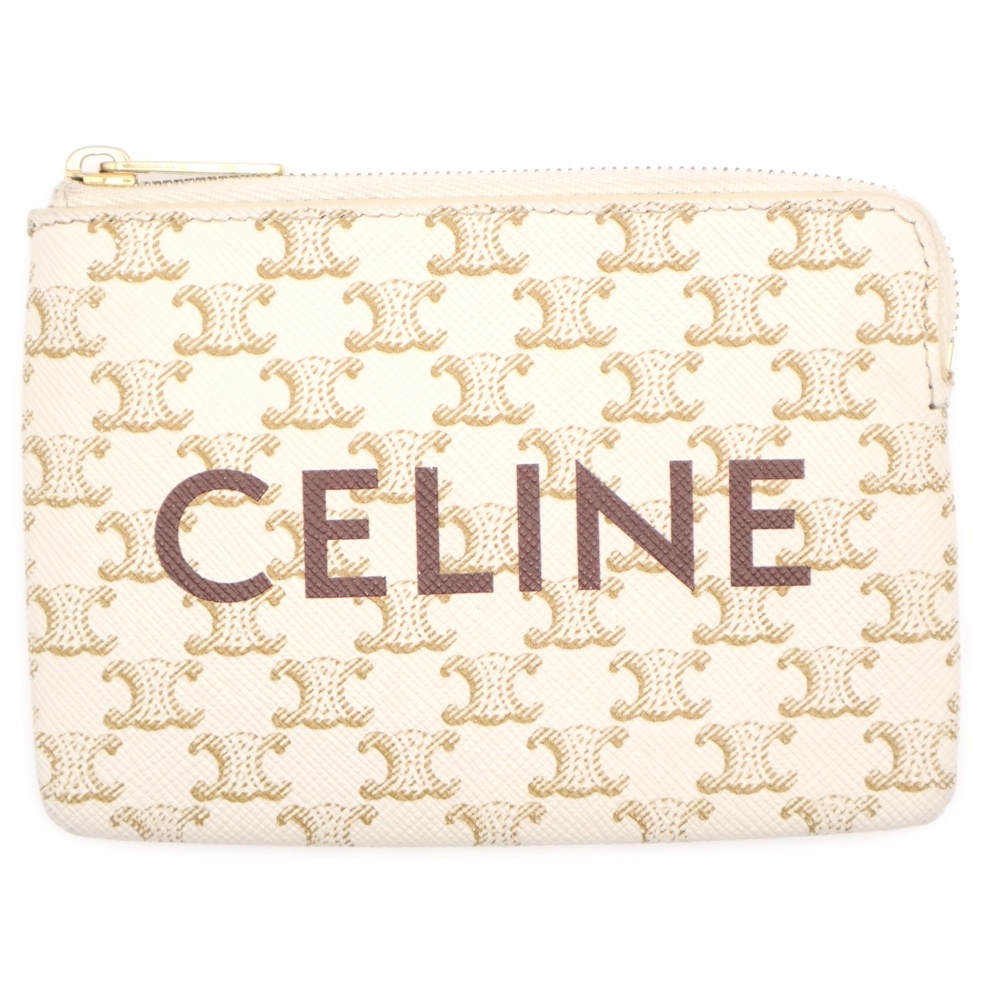 【直営店】CELINE ジップ付きラウンドケース キャンパス CELINE】22AW ジップ付きカードホルダー トリオンフキャンバス