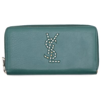 極美品/現行✨ セリーヌ 折り財布 トリオンフ デカロゴ レザー カーキ 美品 CELINE セリーヌ レザー トリンオフ 二つ折り財布 折り財布
