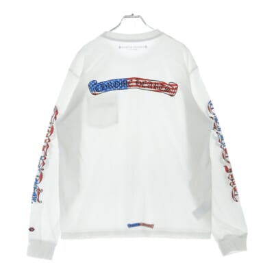 ×MATTY BOY PPO US SCRL PPO US SCRL L/S TEE マッティボーイ アメリカンフラッグ ロゴ 星条旗 クルーネック カットソー 長袖Tシャツ ホワイト Bランク
