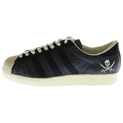 ×NEIGHBORHOOD SUPERSTAR 80V NBHD ネイバーフッド ローカット スニーカー ブラック US8.5/26/5cm B34070 Sランク