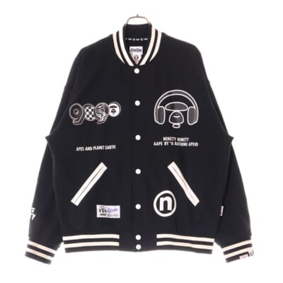 ×9090 GRAPHIC VARSITY JACKET グラフィック バーシティ ジャケット スタジャン ブルゾン ブラック AAPSWM9595XXJ Bランク