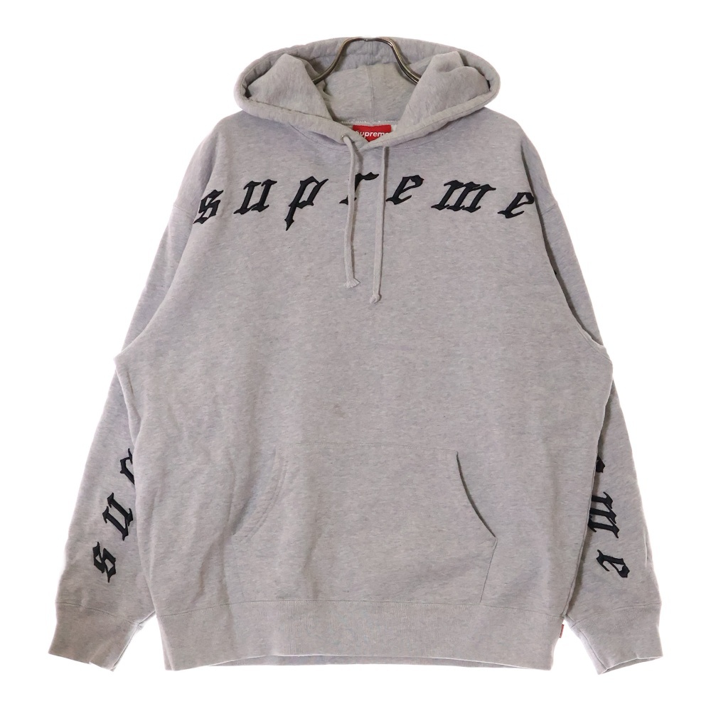 21AW Raised Embroidery Hooded Sweatshirt レイズド ロゴ刺繍 スウェット プルオーバーパーカー グレー Bランク