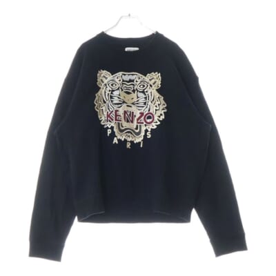 21AW Pearl Tiger Head Embroidered Pattern Sweat Shirt エンブロイダード タイガー バラエティー スウェットトレーナー ブラック FA65SW1114XV Aランク