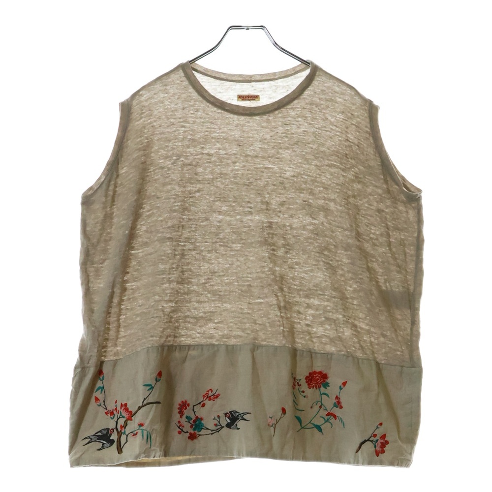 17SS リネン天竺 BIGノースリーブTシャツ ひばり刺繍 K1706SC292 Bランク