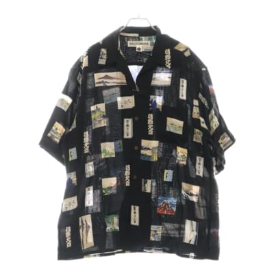 25SS 葛飾北斎 / S/S HAWAIIAN SHIRT ハワイアンシャツ ブラック HOKUSAI-WM-HI01 Sランク