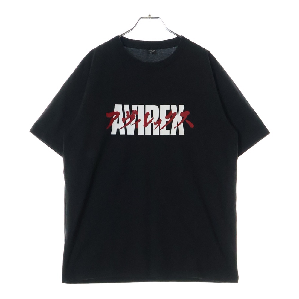 フロントカタカナロゴプリント クルーネック半袖Tシャツ カットソー ブラック 6123281 Aランク