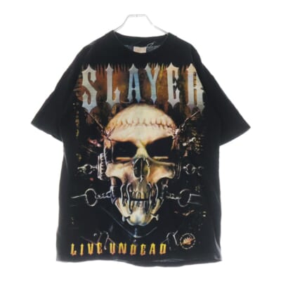 90S VINTAGE SLAYER LIVE UNDEAD ヴィンテージ スレイヤー ライヴ アンデッド 両面プリント クルーネック半袖Tシャツ カットソー ブラック Cランク