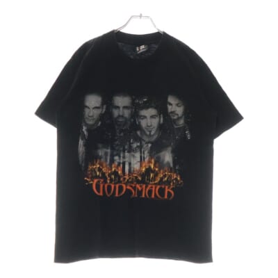 00S VINTAGE GODSMACK SMACKFEST 2000 ヴィンテージ ゴッドスマック スマックフェスト 両面プリント クルーネック半袖Tシャツ カットソー ブラック Bランク