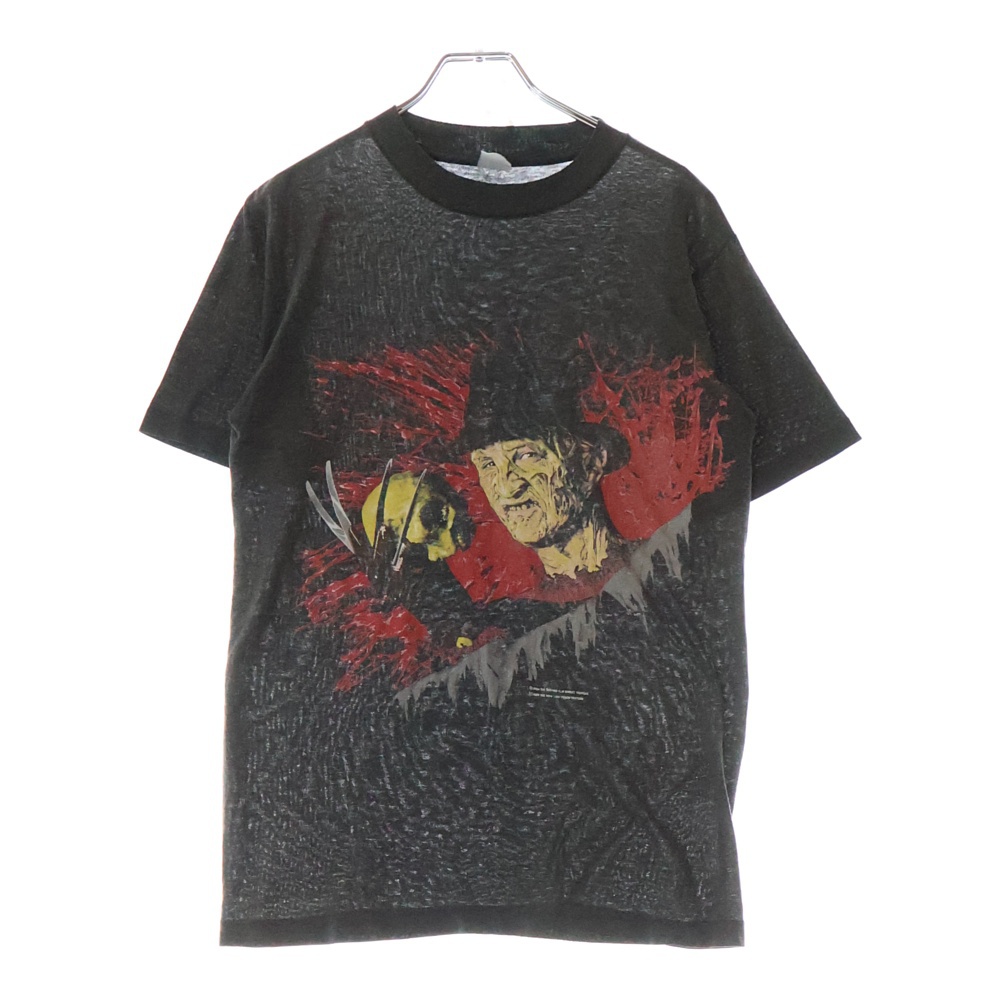 80S VINTAGE NIGHTMARE ON ELM STREET エルム街の悪夢 両面プリント クルーネック半袖Tシャツ カットソー チャコールグレー Cランク