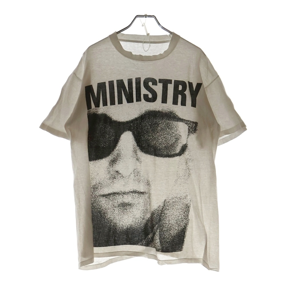 90S VINTAGE MINISTRY ミニストリー フロントプリント クルーネック半袖Tシャツ カットソー ホワイト Cランク