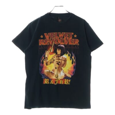 00S VELVET REVOLVER ヴィンテージ ベルベット リボルバー ツアー 両面プリント クルーネック半袖Tシャツ カットソー ブラック Cランク