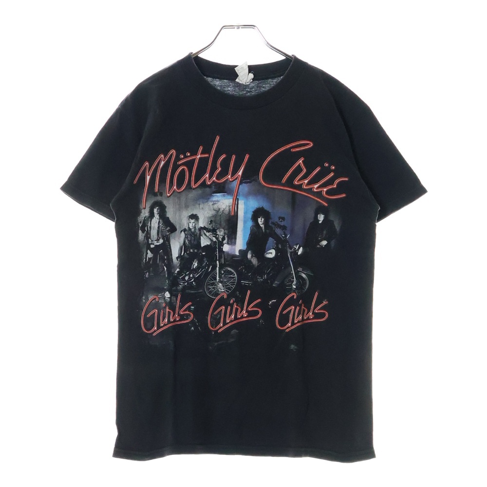 00S MOTLEY CRUE GIRLS GIRLS GIRLS 2001 モトリー クルー ガールズ ガールズ ガールズ 両面プリント クルーネック半袖Tシャツ カットソー チャコールグレー Cランク