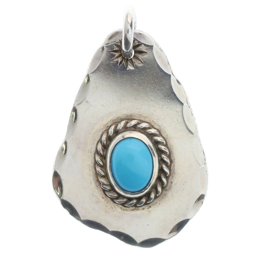 銀縄ターコイズ印台メタル ペンダントトップ シルバー Bランク