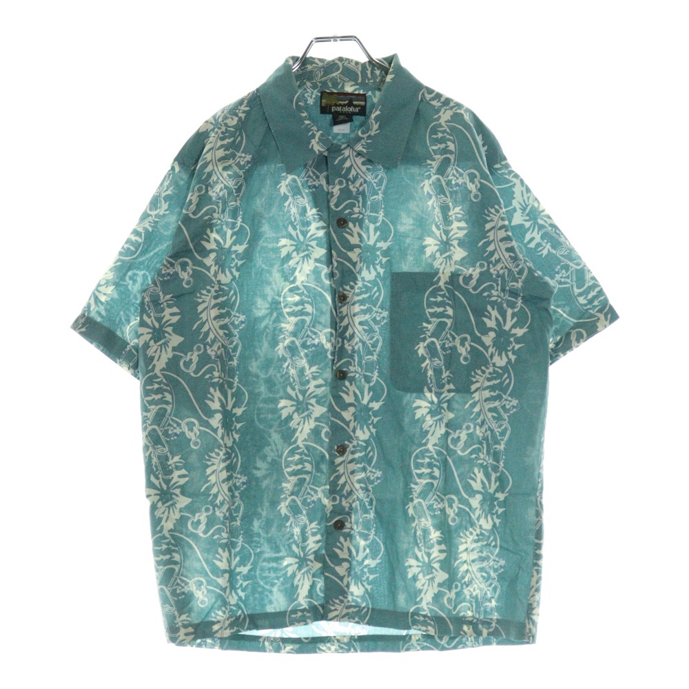 総柄 アロハシャツ 半袖シャツ パタロハ ブルー 52535 Bランク