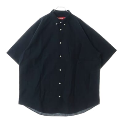 23AW Loose Fit Oxford shirt フロントエンブロイダリー ルーズフィット オックスフォード 半袖シャツ ブラック Sランク
