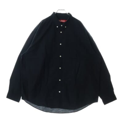 24SS Loose Fit S/S Oxford shirt フロントエンブロイダリー ルーズフィット オックスフォード 長袖シャツ ブラック Sランク
