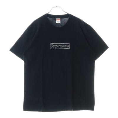 21SS ×KAWS Chalk Logo Tee カウズ チョークボックスロゴ プリント 半袖Tシャツ カットソー ブラック Bランク