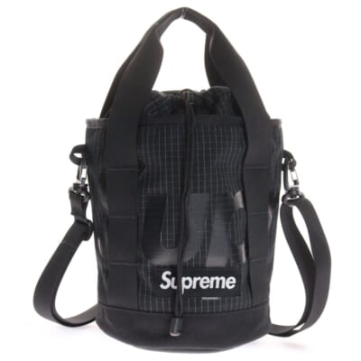 24SS Cinch Bag チェックステッチロゴプリントショルダーバッグ シンチ ブラック Bランク