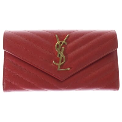 カサンドラ 長財布 レッド レザー ウォレット レディース Bランク