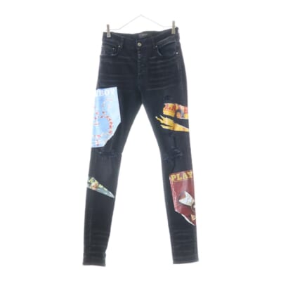 ×PLAYBOY MAGAZINE JEANS マガジン ジーンズ ブラック Bランク