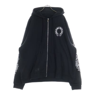 クロムハーツ SWTSHRT HD ZIP 袖フローラルバックホースシュー