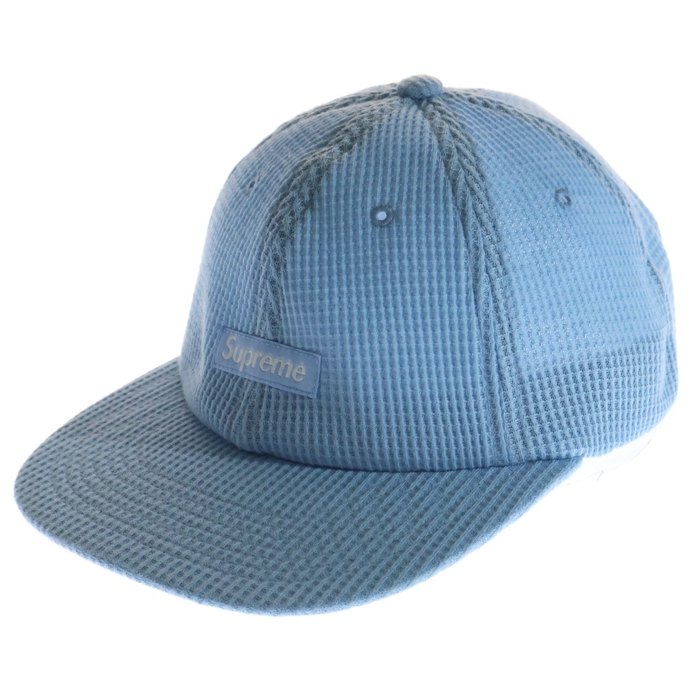 24AW Polartec Waffle Small Box 6-Panel ポーラテク ワッフルスモールボックスロゴ キャップ 帽子 ライトブルー Aランク