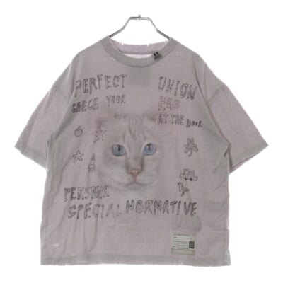 Cat Print Bleached T-shirt キャットプリント ブリーチド 半袖Tシャツ パープル B14TS591 レディース Bランク