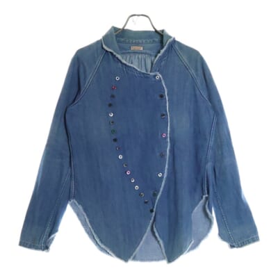 ウォッシュ加工 デニム フリンジ シェパードシャツ インディゴ K1501LS88 レディース Bランク
