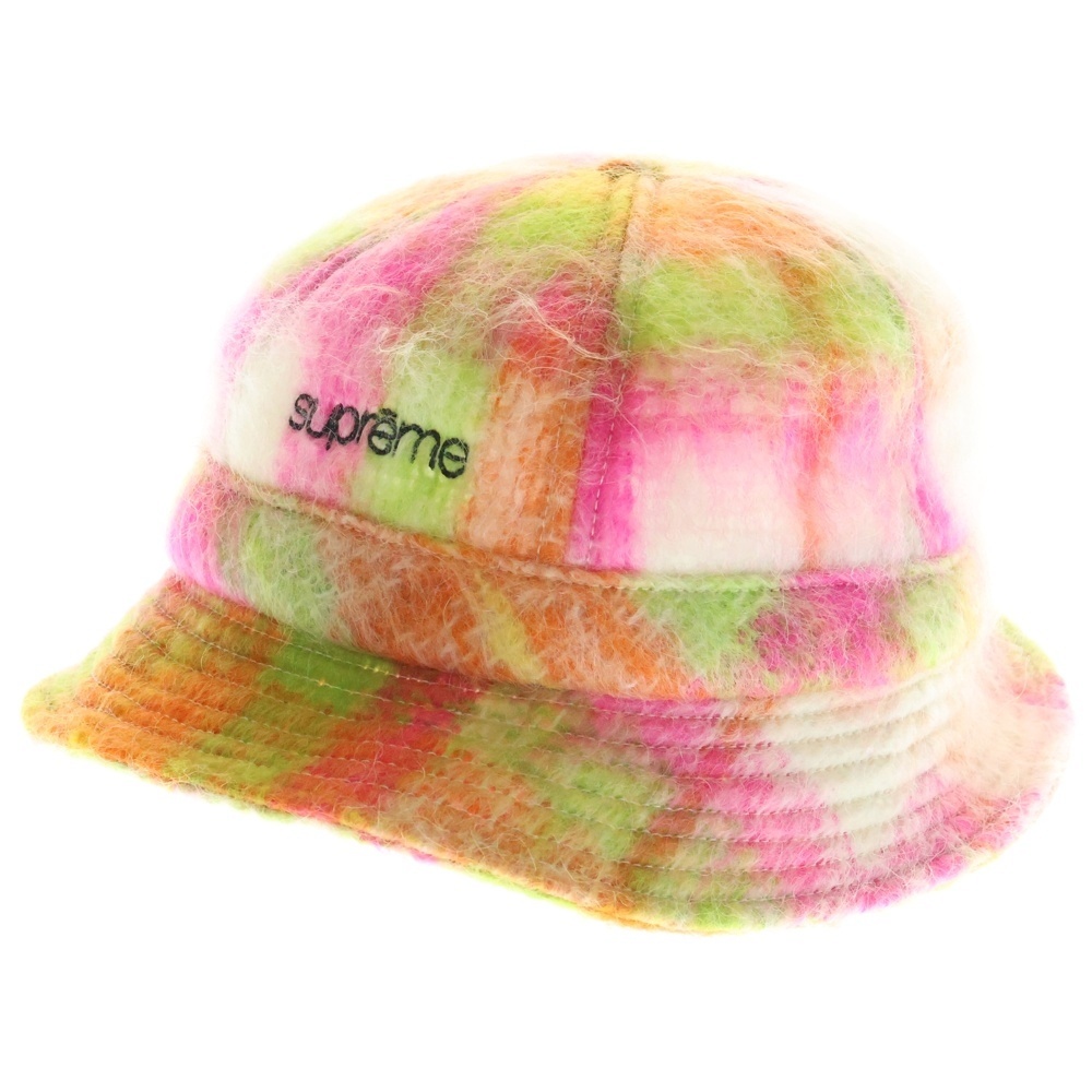 25ss Mohair Plaid Bell Hat モヘヤ バケットハット マルチ Aランク