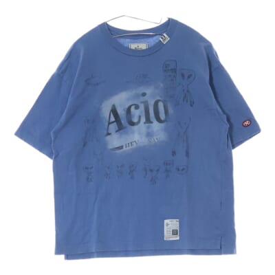 DISTRESSED ACID TEE プリント半袖カットソー 半袖Tシャツ ブルー J12TS552 Bランク