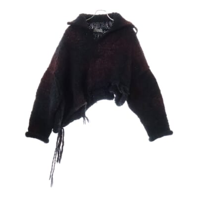 20AW 朝倉優佳コレクション LOOK31 オーバーサイズ ダメージ変形 ローゲージニット レッド/ブラック HR-K01-870 Bランク