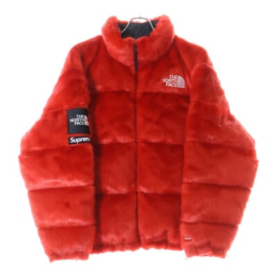 20AW ×THE NORTH FACE Faux Fur Nuptse Jacket ND92001I ノースフェイス ファー ヌプシ ダウンジャケット レッド Aランク