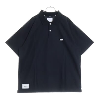 25SS ACADEMY 02 SS POLY 251ATDT-CSM29 ロゴ刺繍 半袖ポロシャツ ブラック Sランク