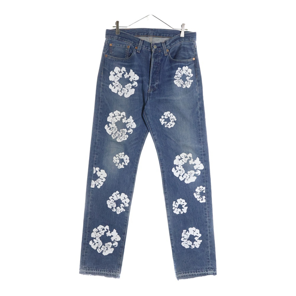 ×LEVI'S 501 Denim Pants リーバイス フラワー刺繍デニムパンツ インディゴ PC9-A1592-0001 Bランク