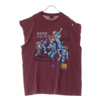 90S SONIC YOUTH ヒステリックコミックス 無敵戦隊 ソニックユース ノースリーブ Tシャツ バーガンディ Bランク