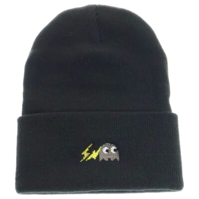 ×VARIOUS ARTISTS PACMAN BEANIE ヴァリアス アーティスト パックマン ロゴ刺繍ニット帽 ビーニー 帽子 ブラック Sランク